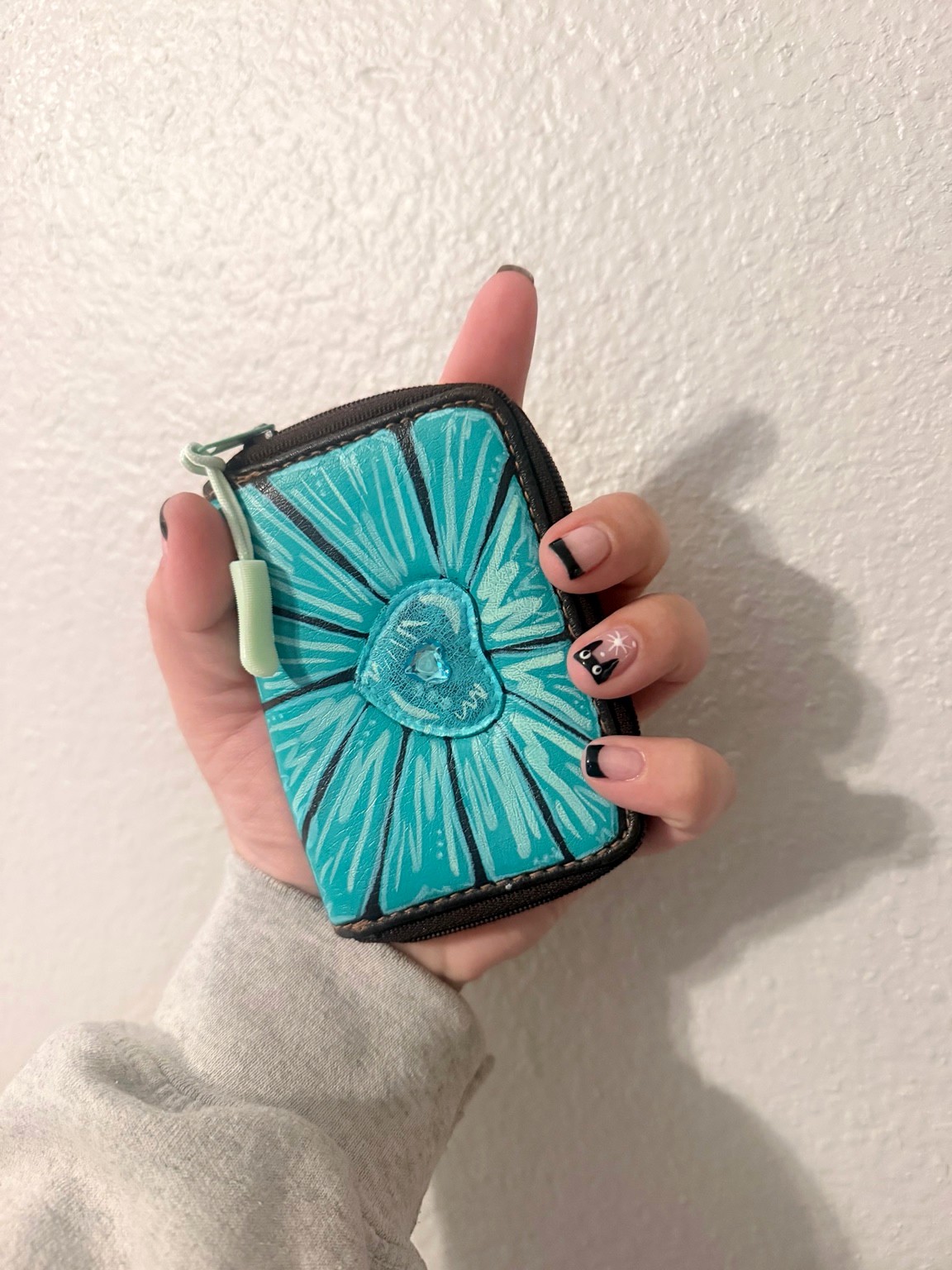 Turquoise & Brown Heart Wallet